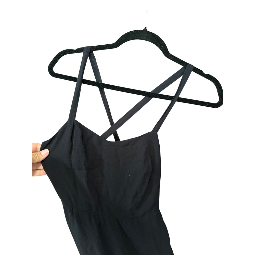Reformation Black Viscose Criss Cross Back Ruffle Hem Midi Dress Size 0